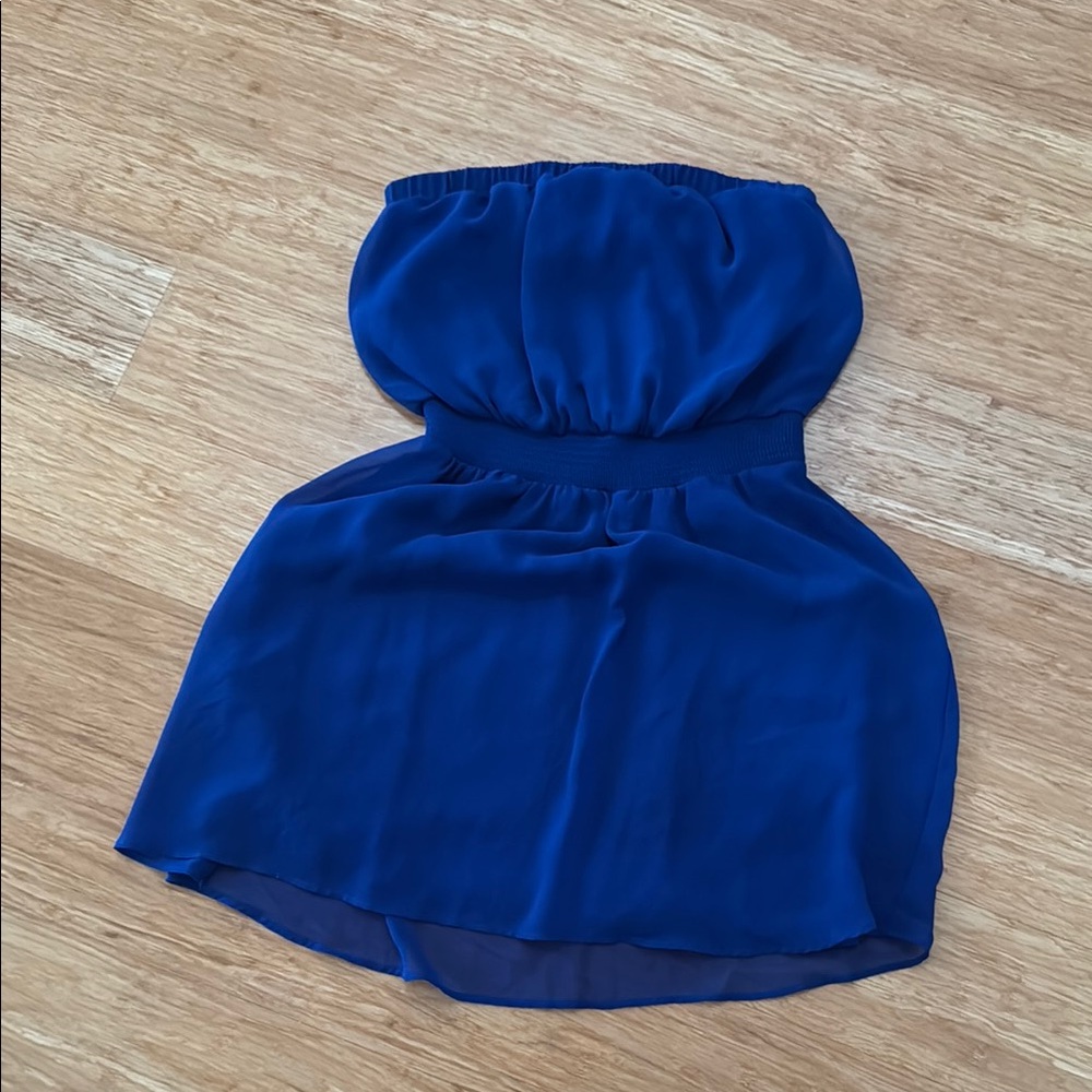 Chic Strapless Royal Blue Dress